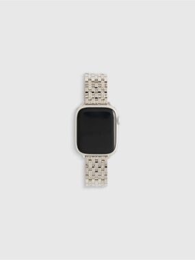 QUINCE Stainless Steel and Pave Bracelet Band Silver 38mm-42mm 039